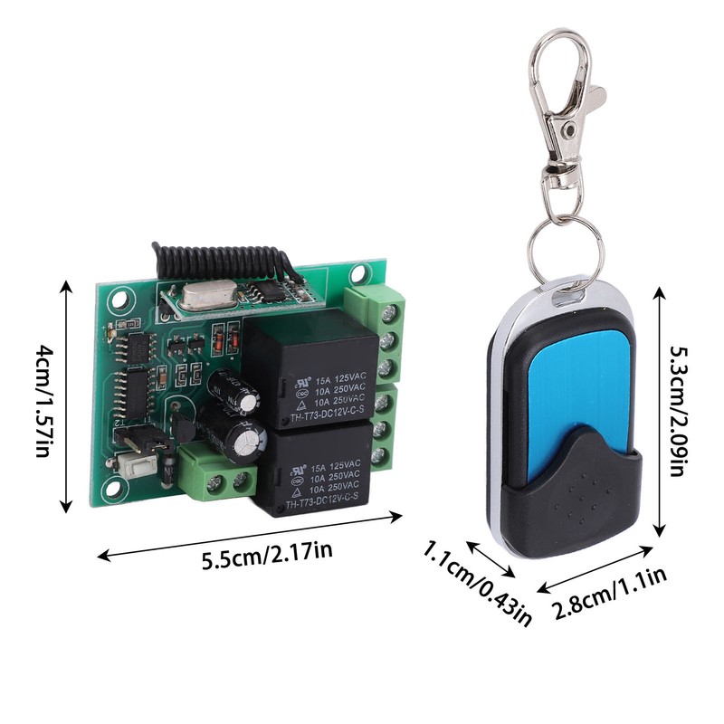 Wireless Relay Remote Control Kit DC12V 75ft Range Universal Transmitter