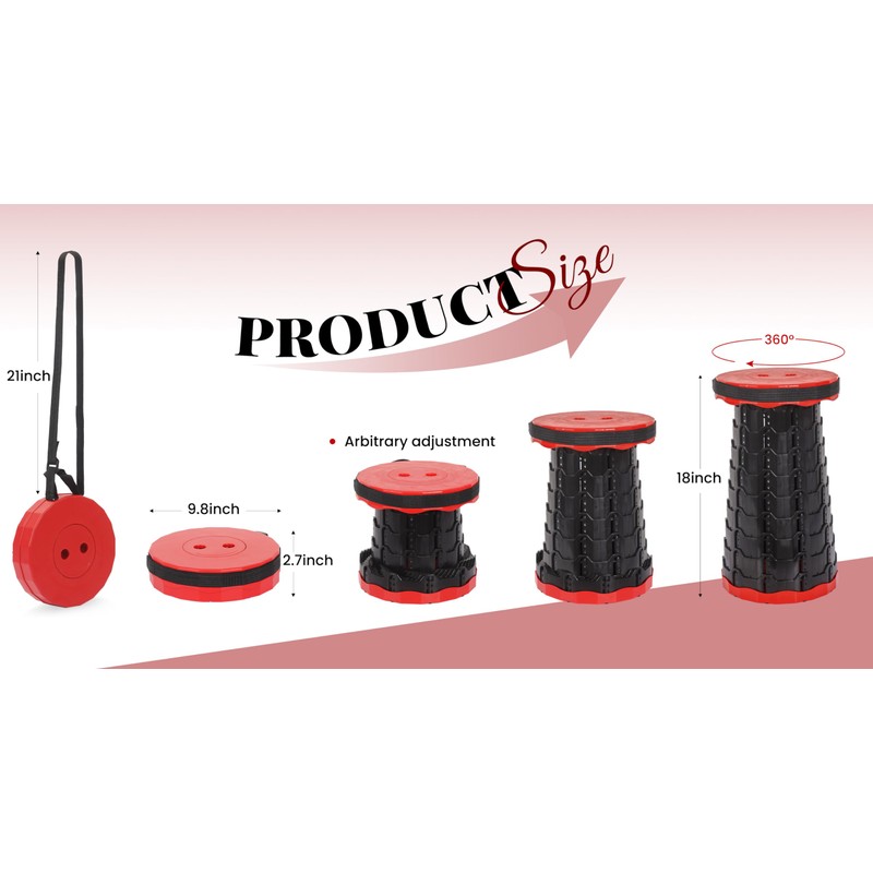 FXKS 2 Pack Portable Telescoping Stools Collapsible Stool with Cushion,Retractable