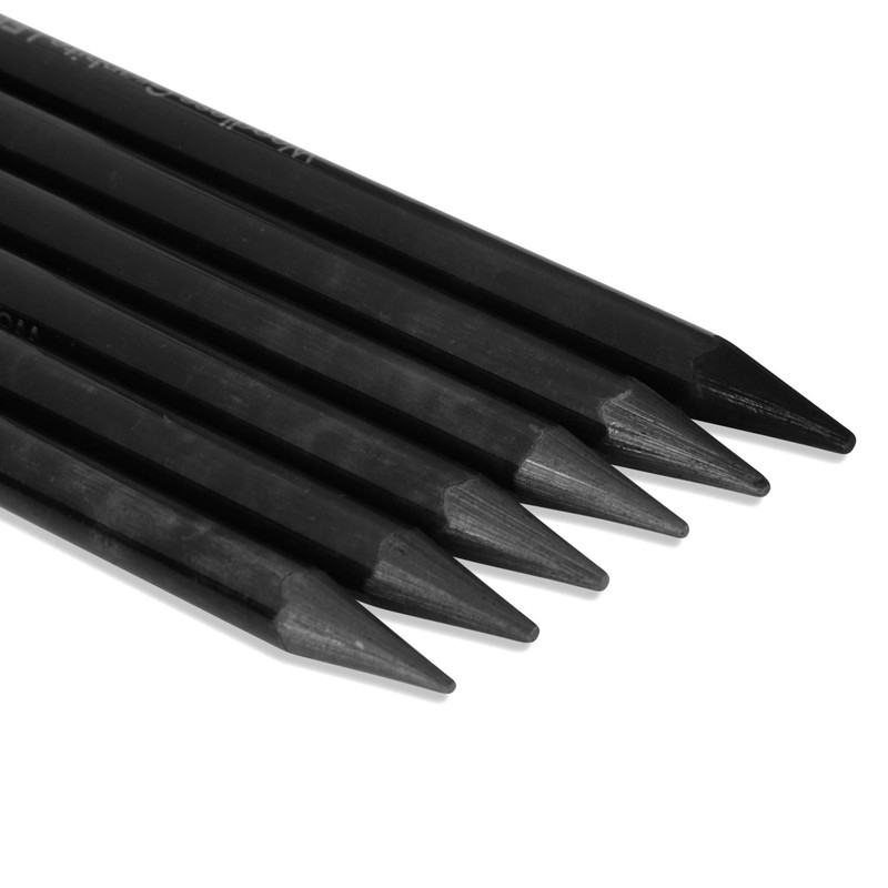 Woodless Charcoal Pencils Set,6 Pcs Professional Pure Carbon Sketch Pens