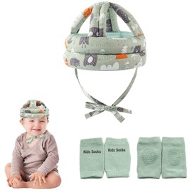 Casco de Seguridad para Bebés y Niños Pequeños, Pprotector de Cabeza para Niños, Cinturón de Protección Ajustable para la Cabeza para Aprender a Caminar, Gatear, Incluye 1 Rodillera Antideslizante
