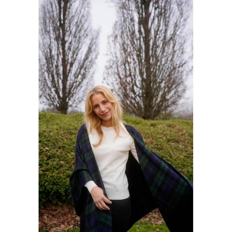 Shepherds Land 100% Lambswool Ruana, BlackWatch