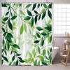 Green Leaves Shower Curtain Rustic Green Plants Nature Botanical Minimalism