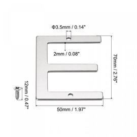 uxcell Stainless Steel House Letter, 2.76 Inch Letter E for Mailbox Hotel Address Door Sign, Polishing