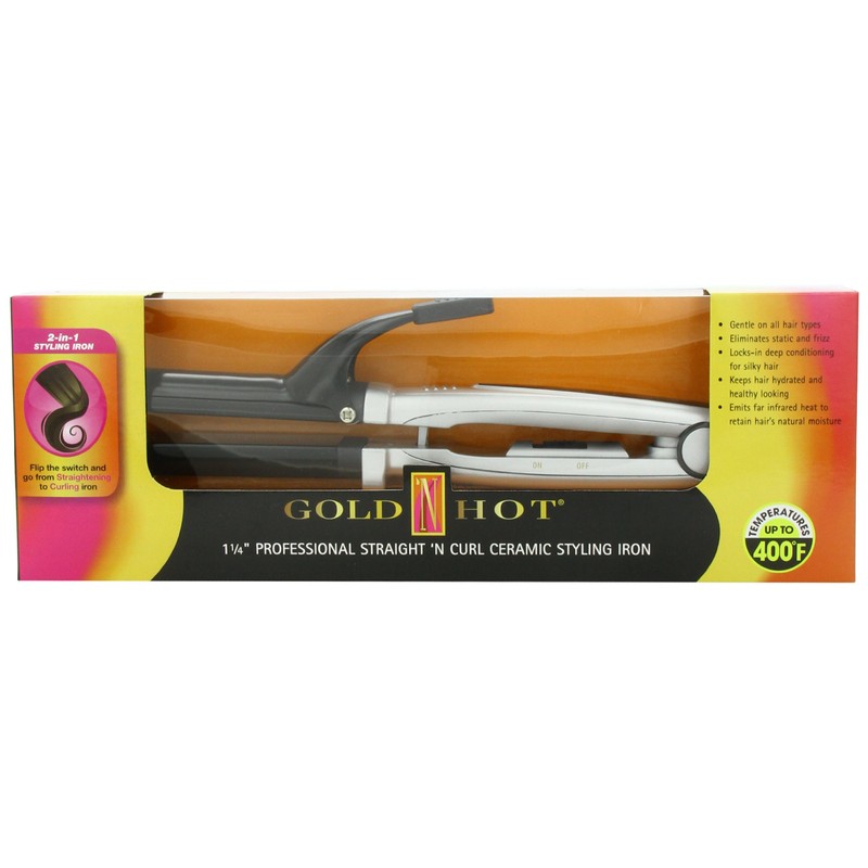 Gold 'N Hot Professional Straight 'N Curl Ceramic Styling Iron,