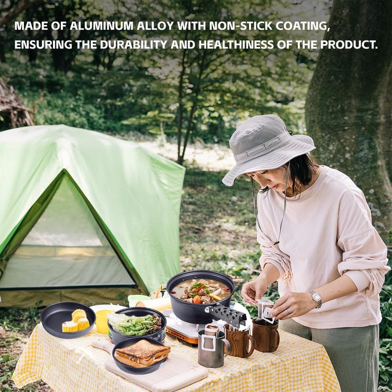 Namolit Camp Plates and Pans Sets Nonstick Backpacking Picnic Cooking