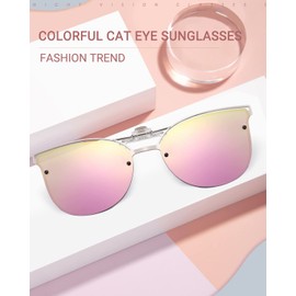 LUFF Polarized Women Clip-On Driving Sunglasses With Flip Up Function-Suitable, Vintage Cat Eye Outdoor Sunglasses for Ladies