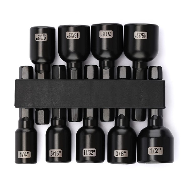 CASOMAN 9 Pieces 1/4" Magnetic Hex Nut Driver Set, 1/4"