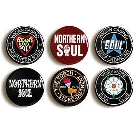 6 x"NORTHERN SOUL KEEP THE FAITH WIGAN CASINO" BADGES BUTTONS PINS (1inch/25mm diameter)