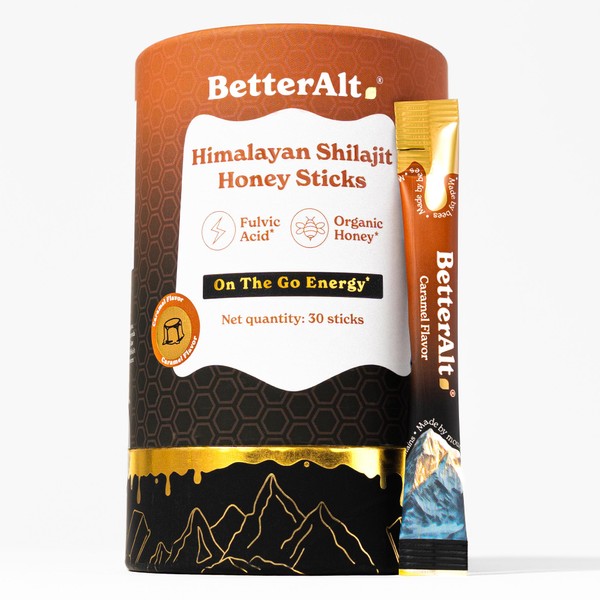 Better Alt Pure Himalayan Shilajit Caramel Honey Sticks with Organic