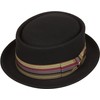 Sakkas 43EH Buster Patterned Band Wool Porkpie Hat - Black