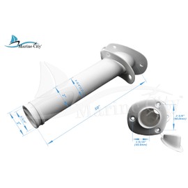 MARINE CITY White Nylon Flush Mount Rod Holder/U.V. Stabilized with Cap Cover and Gasket -30 Degree (2pcs)