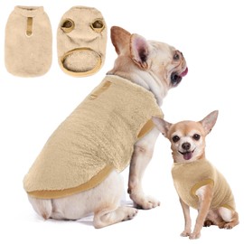 Dog Jumper, Dog Coat, Fleece for Small Dogs, Fleece Jumper for Small Dogs, Cat Jumper, Fleece Jacket, Dog Clothing for Chihuahua, French Bulldog (Brown, L)