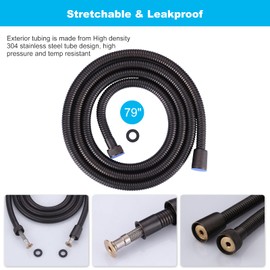 79 Inches Shower Hose Oil-Rubbed Bronze Finished, ALEASHA SUS 304 Stainless Steel Extra Long Shower Head Hose Replacement Handheld Shower Head Hose for Pet Bathroom Bathing Cleaning