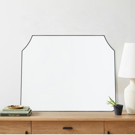 TOMACE Large Black Arched Mantel Mirror Arch Matte Black Fireplace Mirror for Bathroom or Living Room 32x40''