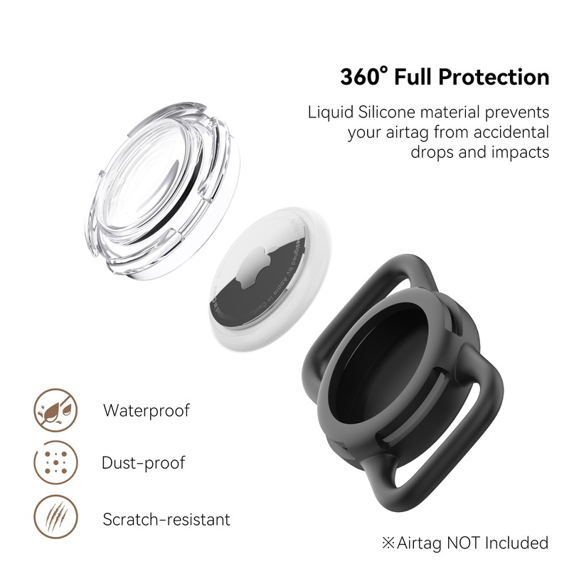 Waterproof Air tag Holder for Dog Collar, Silicone & ABS