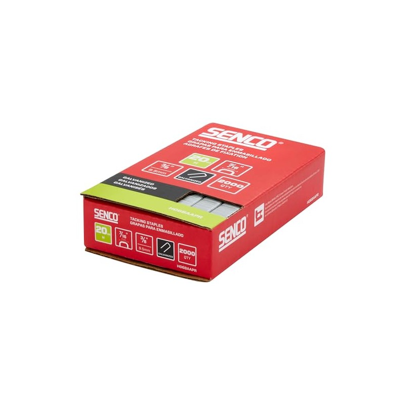 SENCO H06BAAPR 3/8" 20 Gauge 7/16" Crown Tacking Staples, Galvanized
