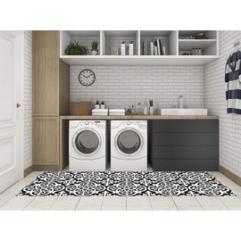 OEDIM Pack of 10 Floor Stickers Positano White and Black 30 x 30 cm