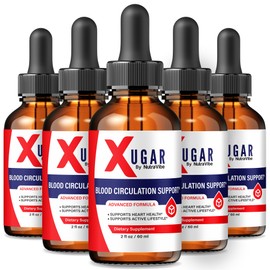 (5 Pack) Xugar Drops – Daily Liquid Support with a Premium, Natural Blend to Help Maintain Balanced Levels, Circulatory Health & Natural Flow | Clean, Easy-to-Use Gotas (150 Servings)