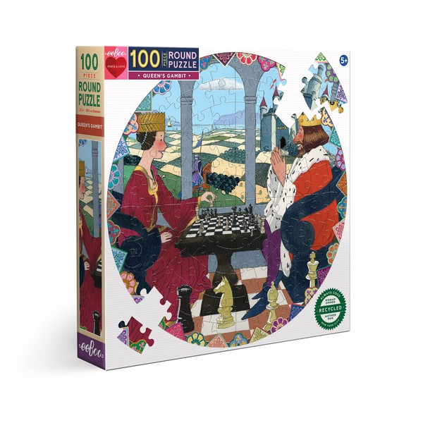 eeBoo Queen's Gambit 100 Piece Round Jigsaw Puzzle,Multi,1 ea,PZQNG