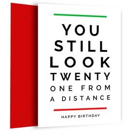 Funny 50th Birthday Cards - Look 21 From a Distance - Any Age 25th 30th 40th Birthday Card Brother 60th Birthday Card Female 70th Dad 75th Birthday Card