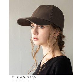 Loo&c Women's Cap, Large Size, Deep, Faux Leather Cap, UV Protection, Standard Cap, BIG Size, Unisex, CAP, Street Mode, Adjustable Size, Braun