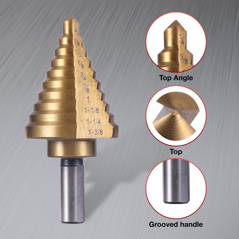 Witwocky Step Drill Bits, 6PCS (50 Sizes) HSS Step Unibit