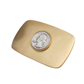 US 1944 Washington Quarter 90% Silver 25 Cent Coin Solid Brass 40mm Heavy Duty Belt Buckle NEW