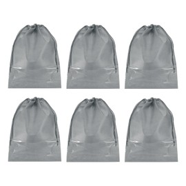 PATIKIL Drawstring Shoe Bag, 6 Pack 14 x 11 Inch Travel Shoe Bags Non-Woven Shoe Storage Bag Boots Shoes Organizer Pouch for Travel Home, Grey