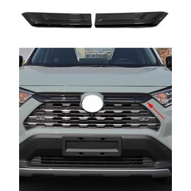 ANUNFRRE Car Accessories Fit For Toyota RAV4 2019-2025 ABS Exterior Automobile Front Hood Grill Cover Bonnet Trim （Carbon fiber） 2PCS