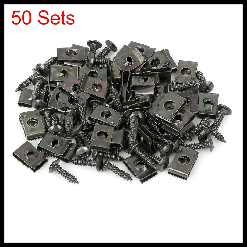 Hihaha 50 Sets 4.2x16mm U Clip Screw Assortment Car Clips