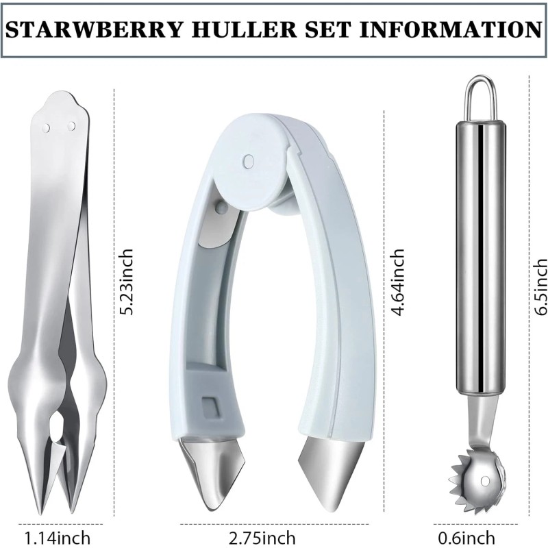 Boao 4 Pieces Strawberry Huller Tomato Corer Top Stem Remover