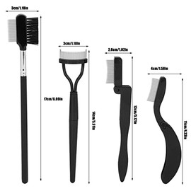Peine de Pestañas Plegable Y Cepillo de Cejas Duo, Separador de Pestañas de Acero, Juego de Cejas de 4 Uds, Cepillo de Cejas, Peine, Cepillo de Aseo para Maquillaje