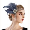 IYOU 1920s Feather Flapper Headdress Blue Crystal Gatsby Headband Prom
