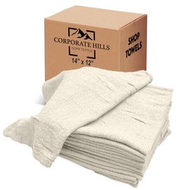 CH Cotton Shop Towel – Absorbent Shop Towels (14" x 12" - Pack of 100 - White) Multipurpose Cleaning Towels for Automobiles, Industries, Garages, and Homes