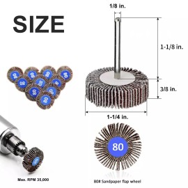 5Pcs Flap Wheel Set for Dremel Rotary Tool Die Grinder Sanding Paint 1/8" Shankmaterial: All Metals, Stainless Steel, Fiberglass, Plastics, grit: 80, size: /