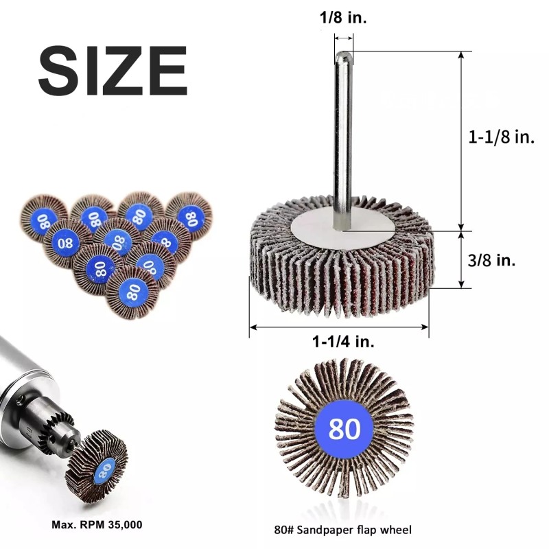 5Pcs Flap Wheel Set for Dremel Rotary Tool Die Grinder