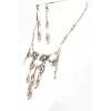 DESIGNER INSPIRED 17in CLEAR MULTI CRYSTAL SILVERTONE VICTORIAN JEWELERY SET