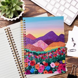 YTRGI Abstract Wildflower Mountain Notebook Journal, Maximalist Funky Nature Landscape Notebooks for Note Taking, Modern Colorful Nature Journals for Writing, Spiral Notebook 5.5x8.3 Inch