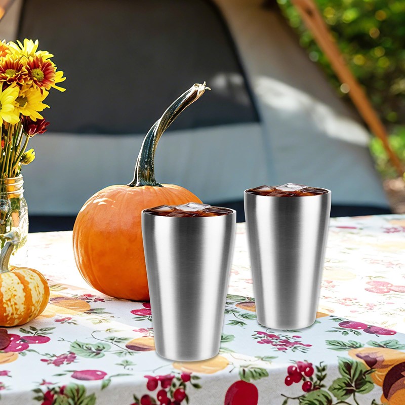 6PCS Stainless Steel Cups 16 oz, Double Wall Vacuum Insulated