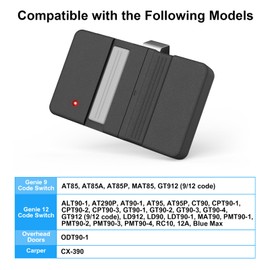 Compatible with Genie 9/12 Dip Switch Garage Door Opener Remote, 390 MHz Genie Dip Remote Replacement for Genie Overhead Door GT912 / GT90-1 / G220 / MAT90 / AT90 / Blue Max (2Pcs)