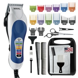 Wahl Clipper USA Color Pro Complete Haircutting Kit with Easy Color Coded Guide Combs - Corded Clipper for Hair Clipping & Grooming Men, Women, & Children - Model 79300-1001M