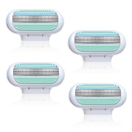 4 Packs Snap Razor Refills Compatible with Venus, Razor Blades, Snap Razor Refill Blades, Blades for Women Refill, 3-Layer Snap Razor Heads, Enhanced Smooth Shaving Performance (Blue)