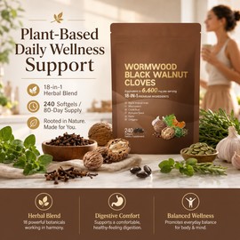 18-in-1 Wormwood Black Walnut Clove Capsules for Digestive Wellness – Vegan Herbal Blend for Adults