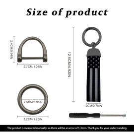 RBOKO American Flag Car Keychain Accessories with Zinc Alloy Suit, Universal Key Fob Keychain Leather for Men and Women (Black)