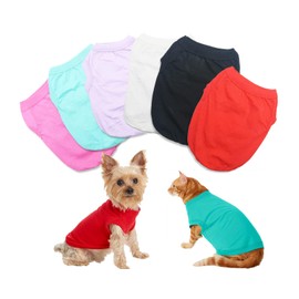 6 Pack Yorkie Clothes Plain Extra Small Dog T Shirt 100% Cotton Solid XS Puppy Clothes Blank Chihuahua Clothes Girl Puppy Tshirt for Boy Dogs Shirts Pet T-Shirt for Small Dogs Cats