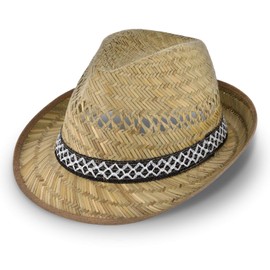 Harvest Helper Straw Hat, Sun Protection, for Men and Women, in Trilby Look, for Summer on the Beach or on Holiday, Various Sizes, Colour: Natural - 55 cm