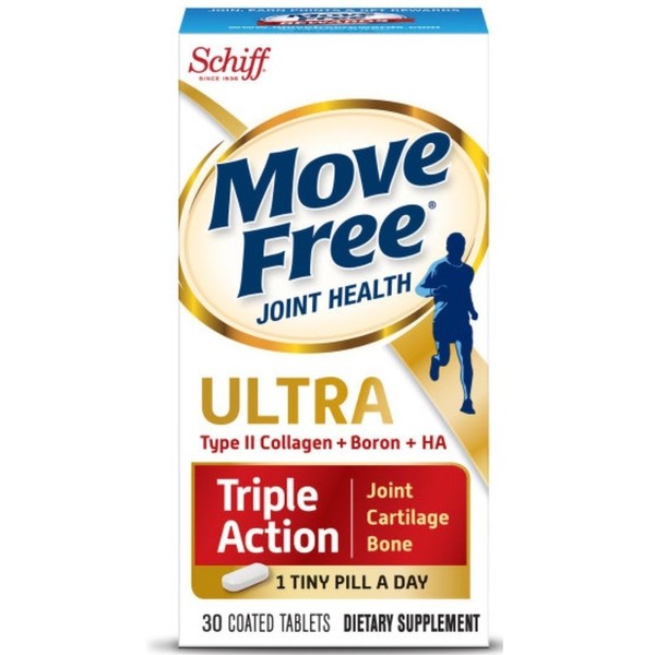 Move Free Type II Collagen, Boron & HA Ultra Triple Action, Joint Health Supplement, 1 Pill Per Day to Promote Joint, Cartilage, and Bone Health, 30 Count