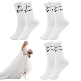 Mzario Bride Socks Soft Cotton Bridesmaid Socks for Wedding Day Team Bride Sock Bachelorette Party Costume Accessories for Women Wedding Bridesmaid Gifts Honeymoon Decorations (One Size)