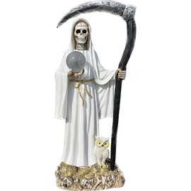 Moviebros Santa Muerte 13" Inch Tall White Statue Holy Death Grim Reaper Skull New