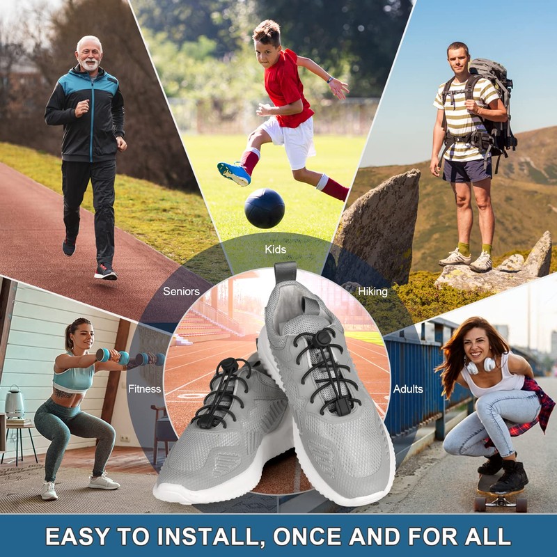 HOMAR No Tie Shoelaces for Adults & Kids Elastic Shoe
